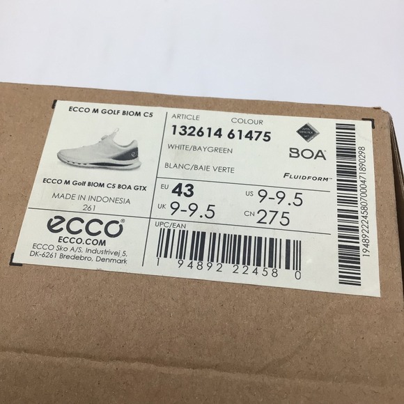 ECCO Golf BIOM C5 BOA Gore Tex White Bay Green Waterproof Shoes Mens Size 9 NEW main image 7